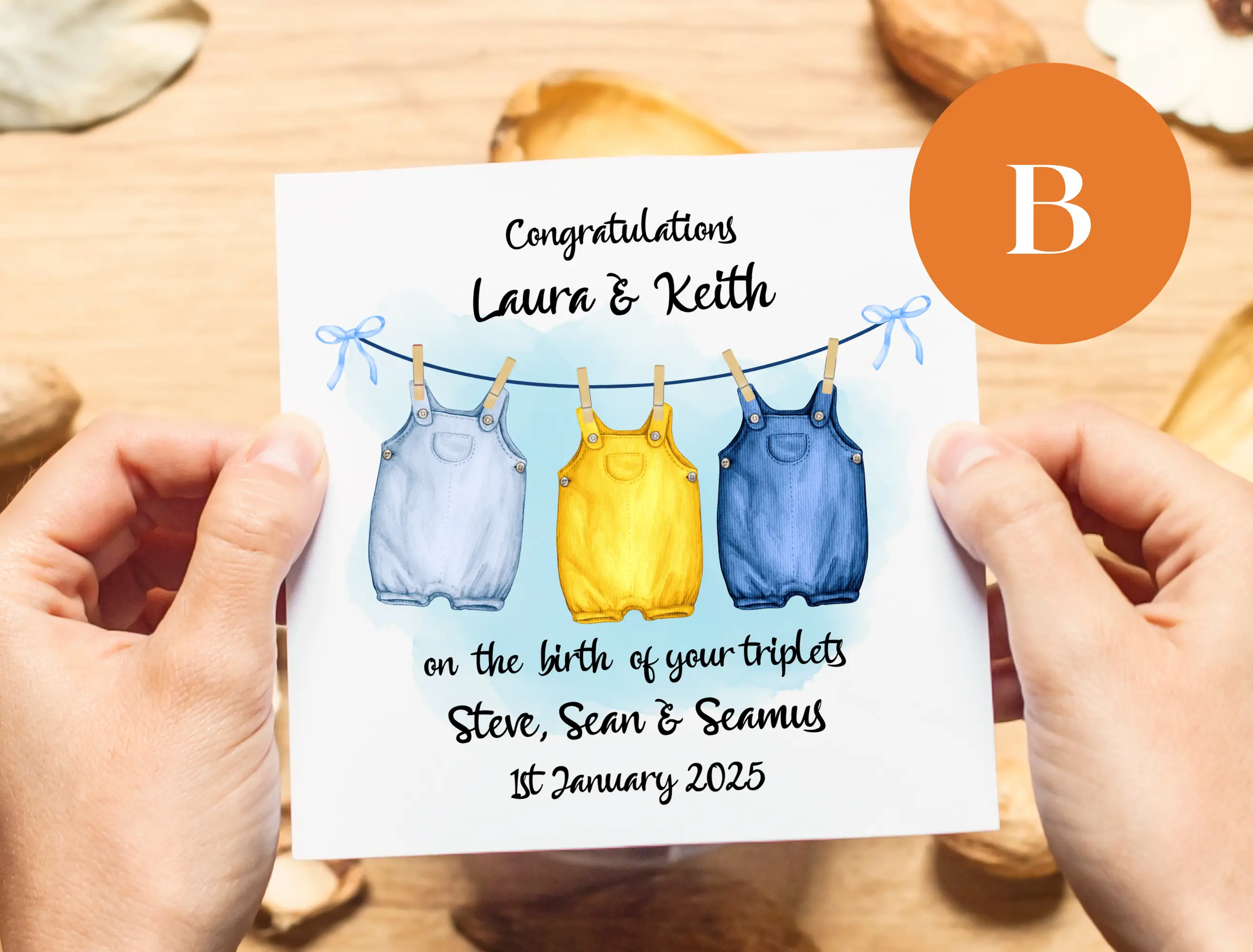 Custom congratulations for triplets baby card