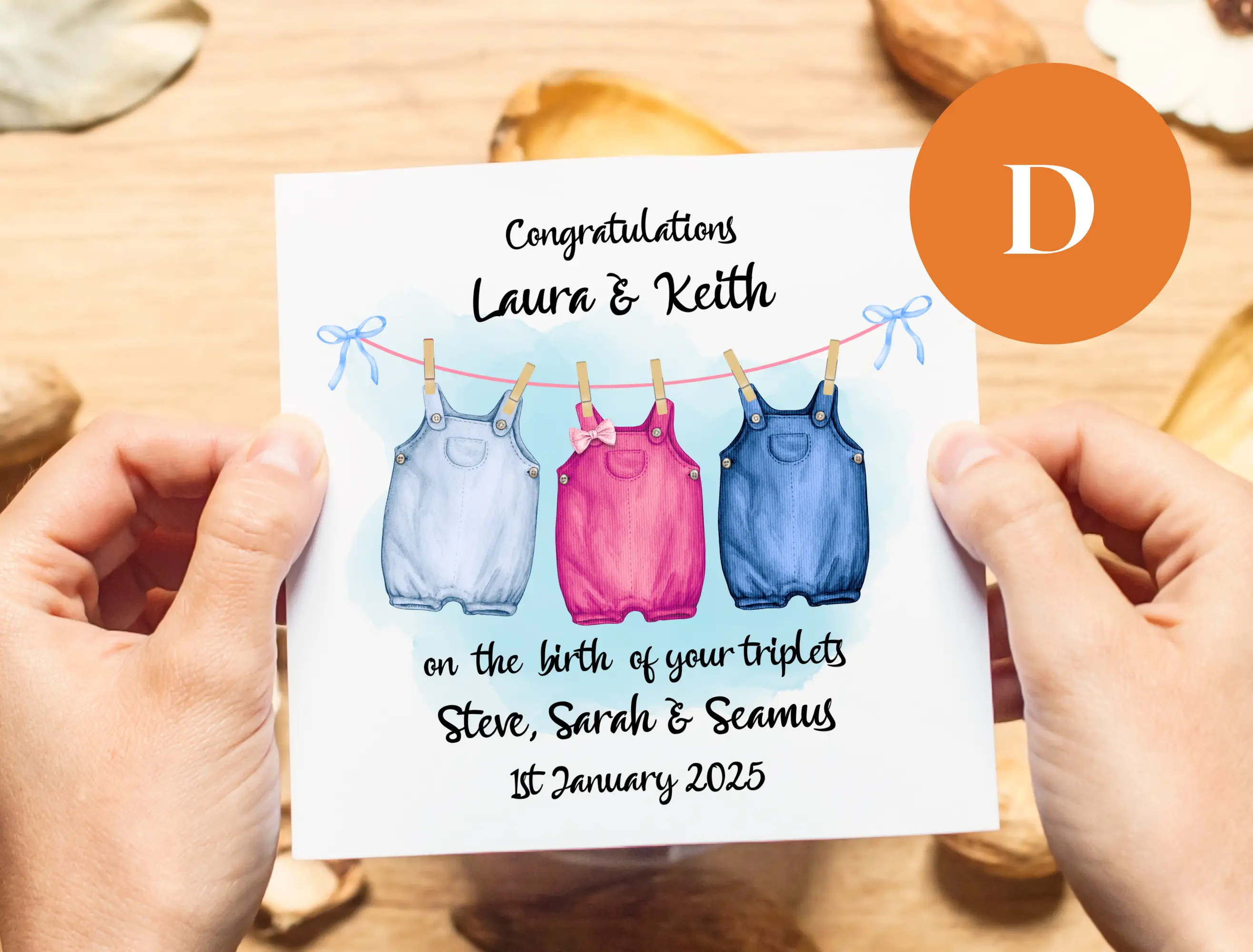 Custom congratulations for triplets baby card