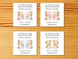 Cute twins christening card teddies personalised