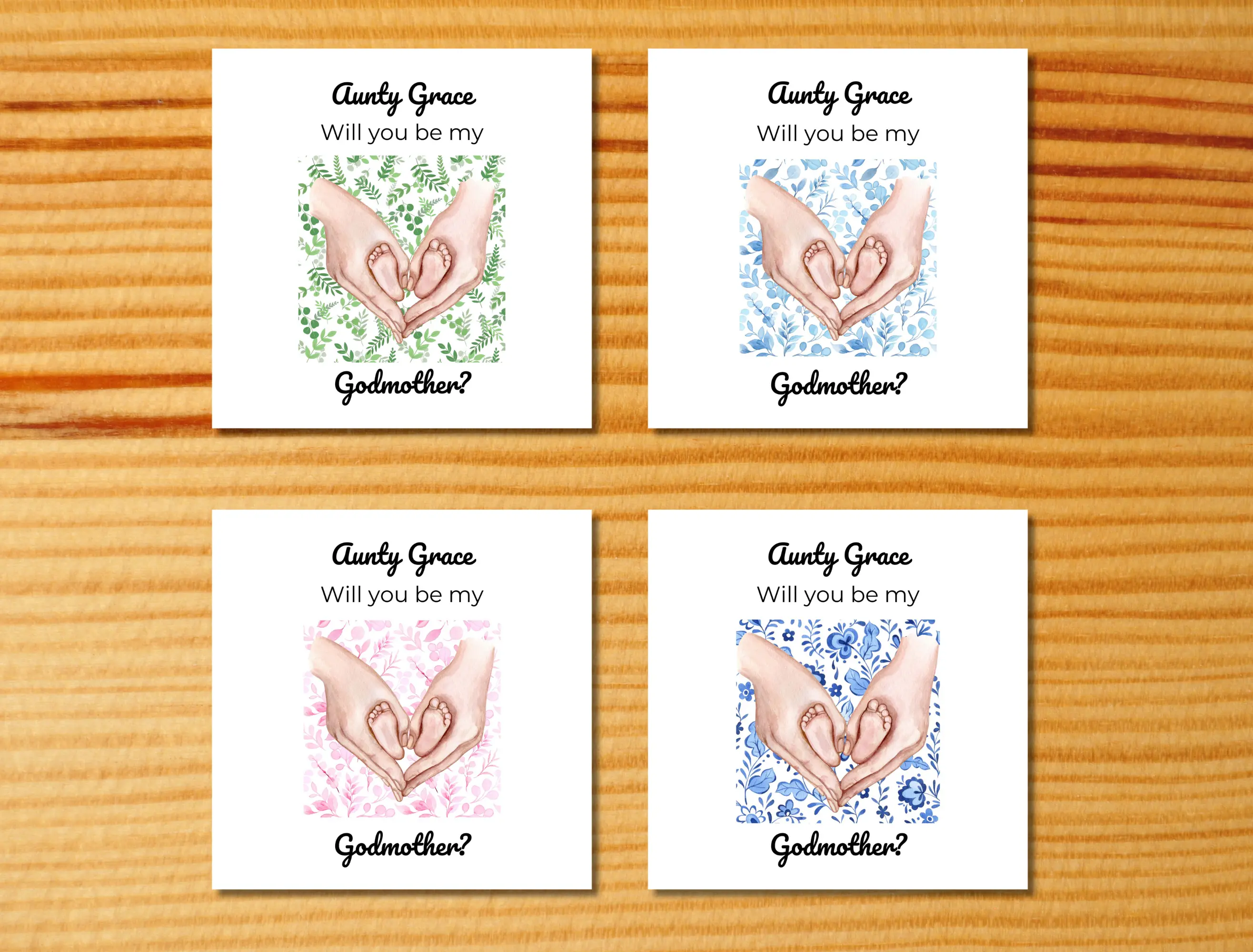 Godmother proposal card with name