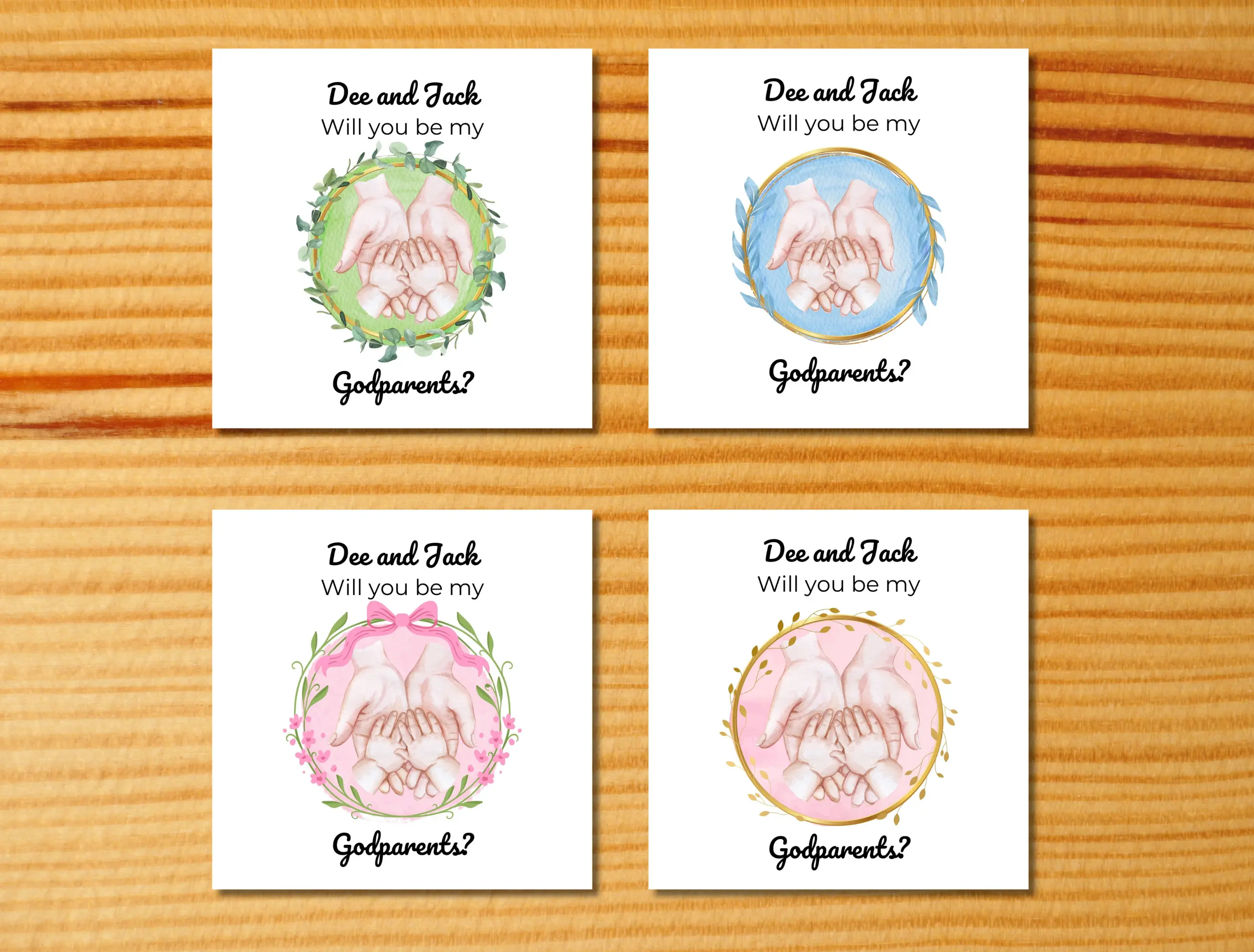 Godparents proposal card with name