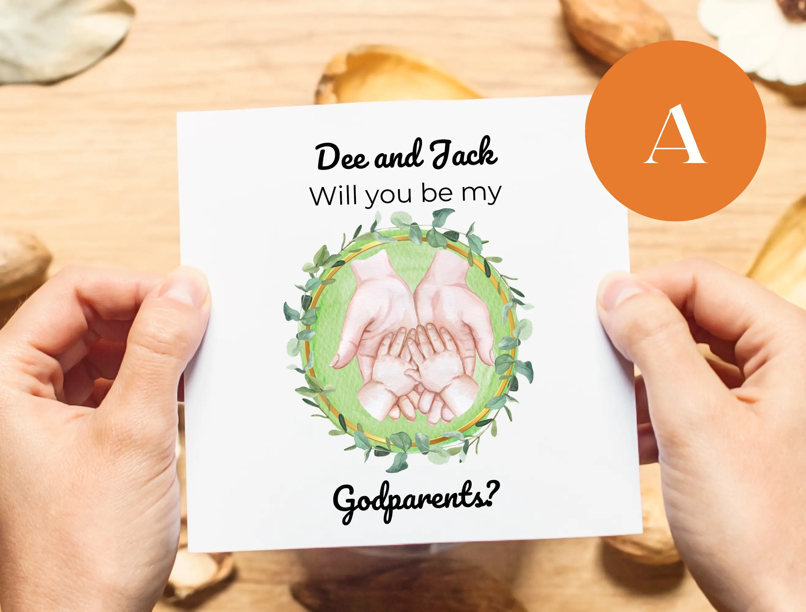Godparents proposal card with name