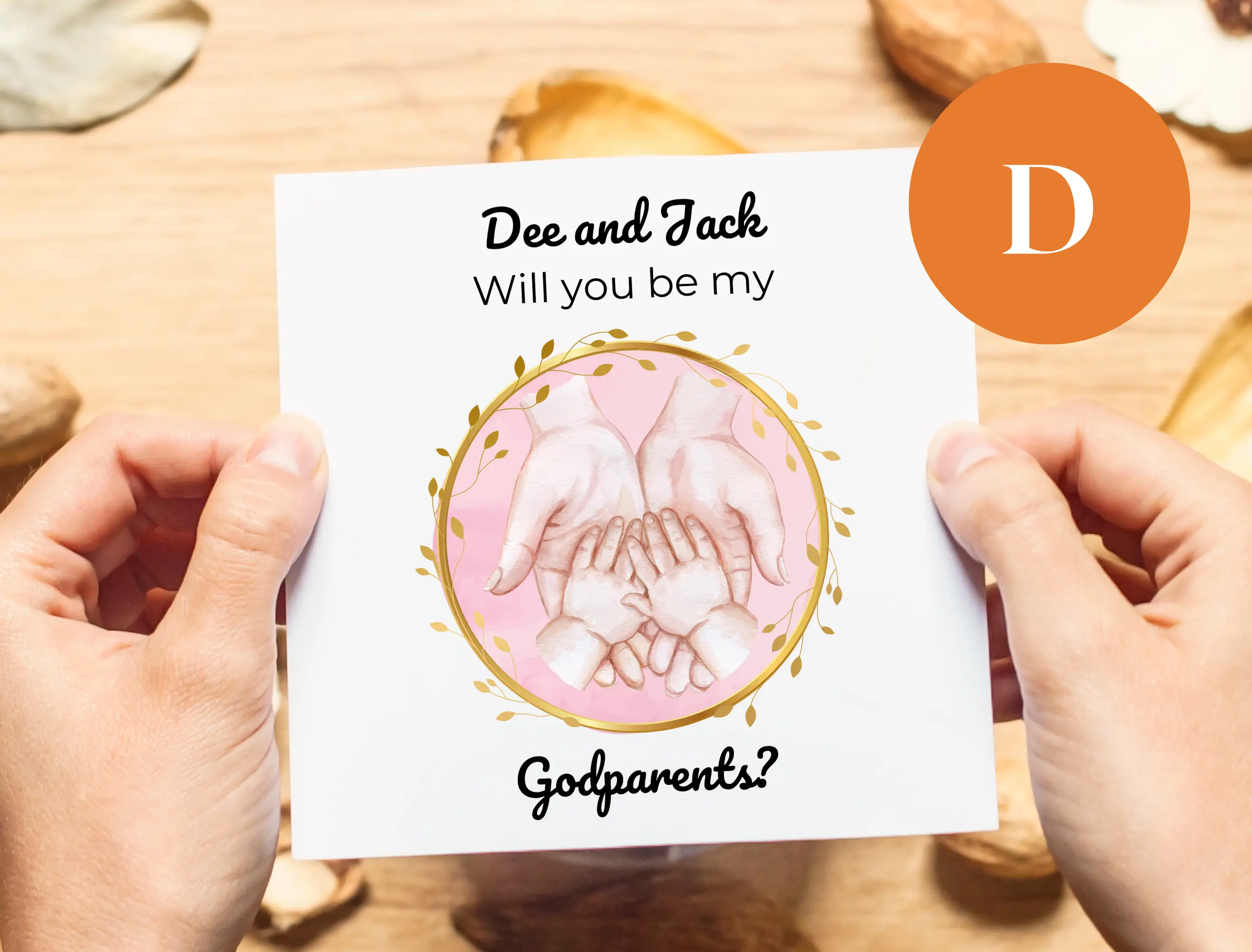 Godparents proposal card with name
