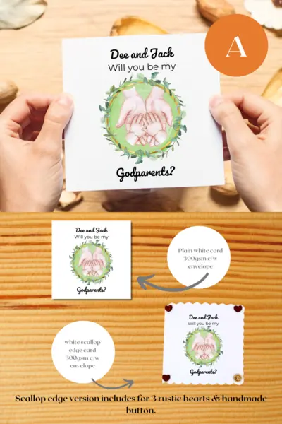 Godparents proposal card with name