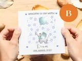 New baby card personalised cute elephants