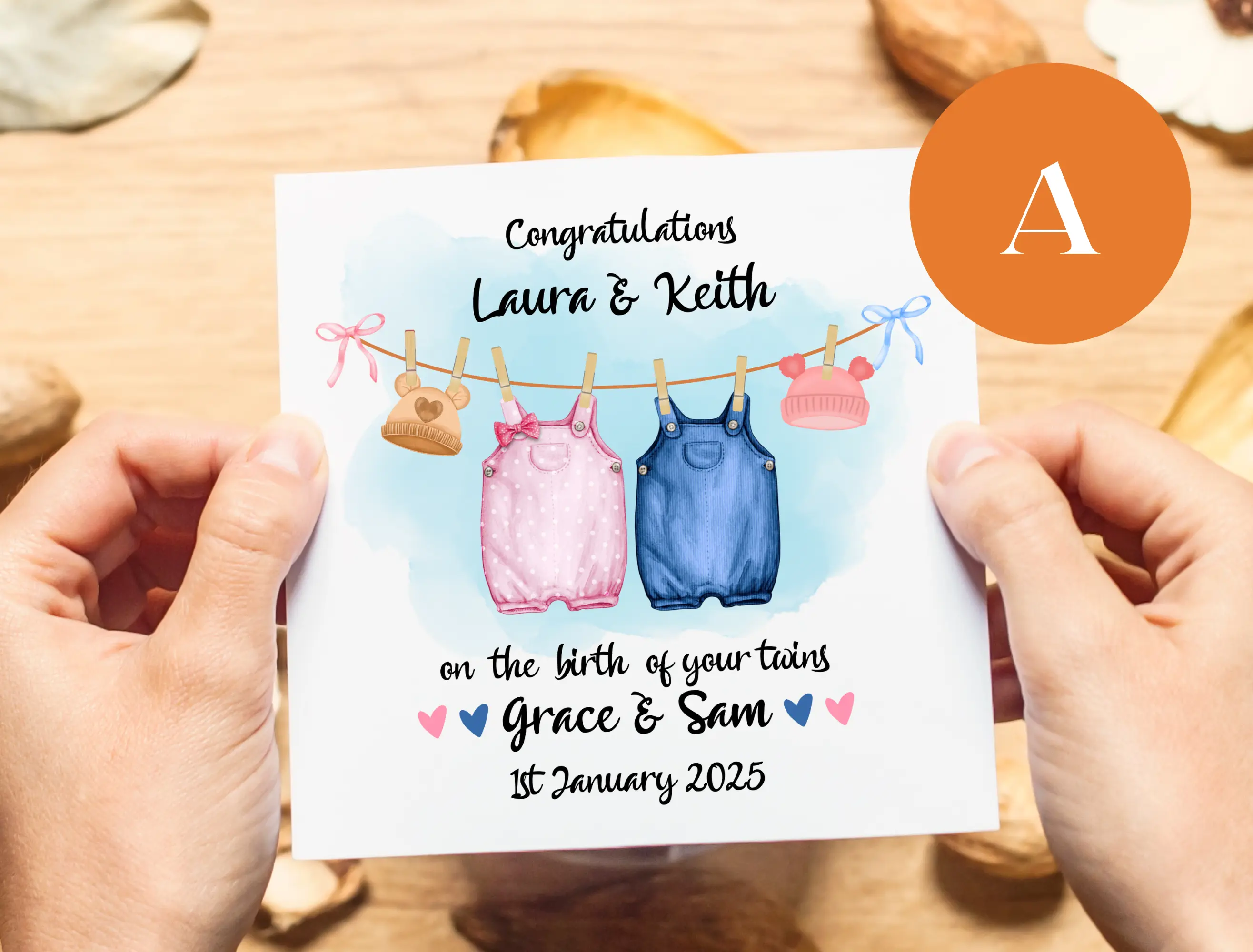 Personalised congratulations on your twins card