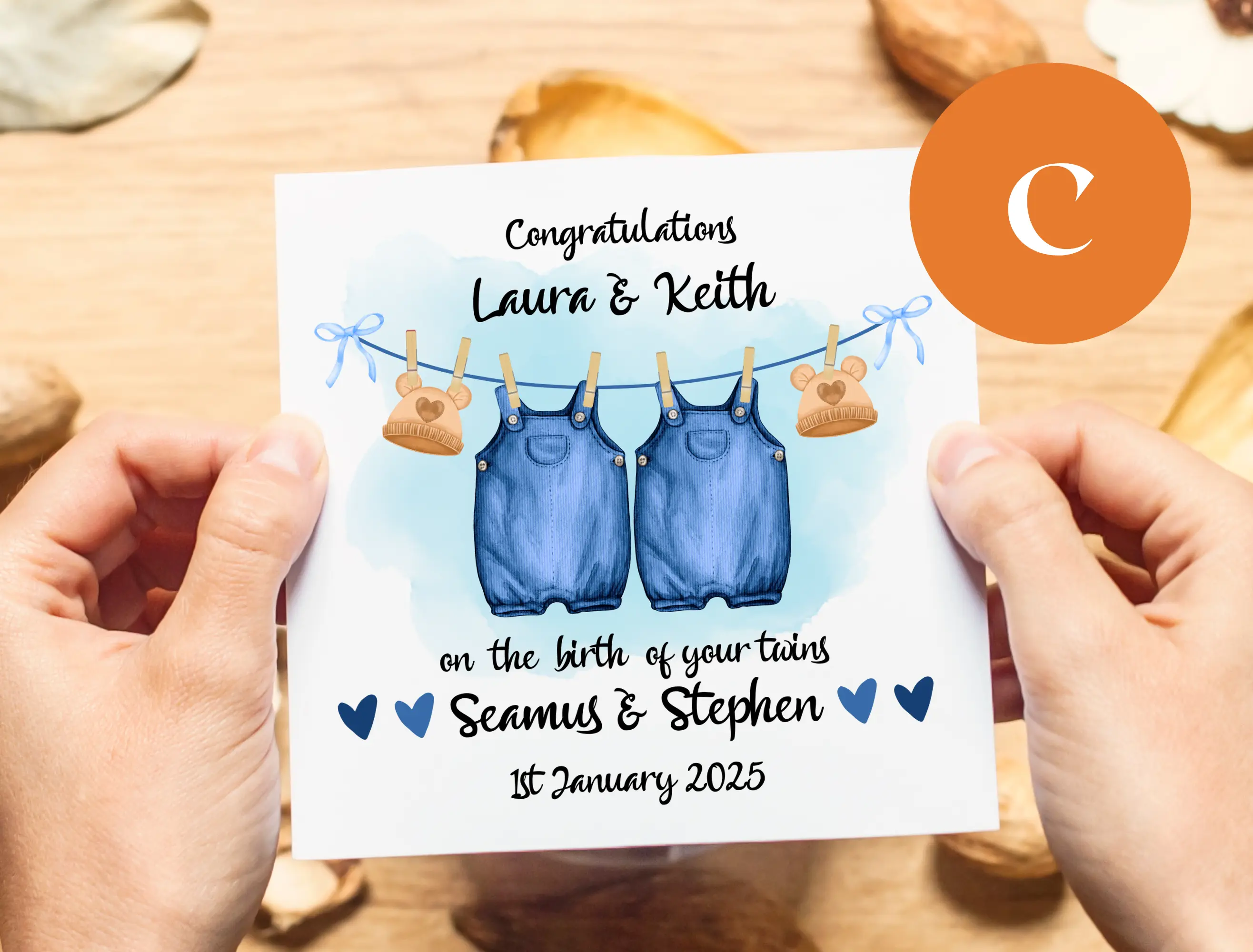 Personalised congratulations on your twins card