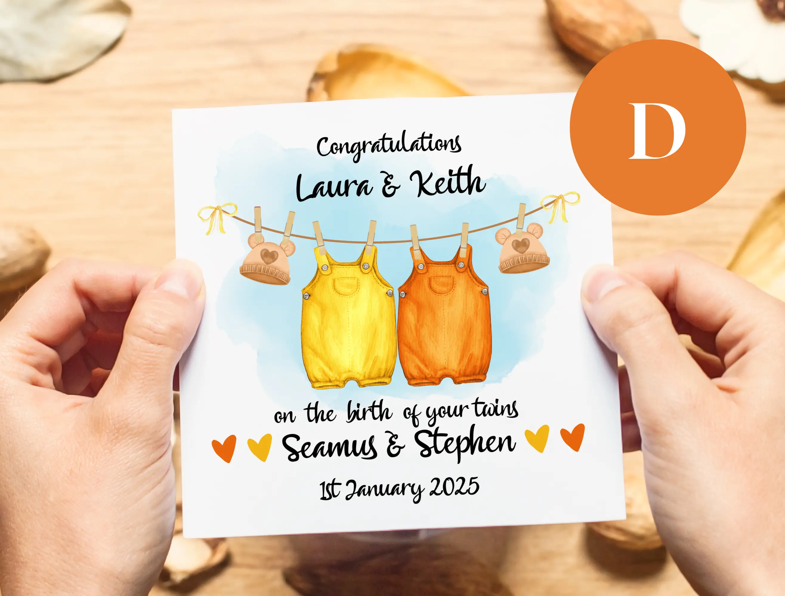 Personalised congratulations on your twins card