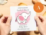 Personalised new baby boy girl cards elephants