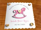 Personalised new baby card rocking horse boy or girl