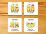 Personalised new baby card with cute ducks and bows