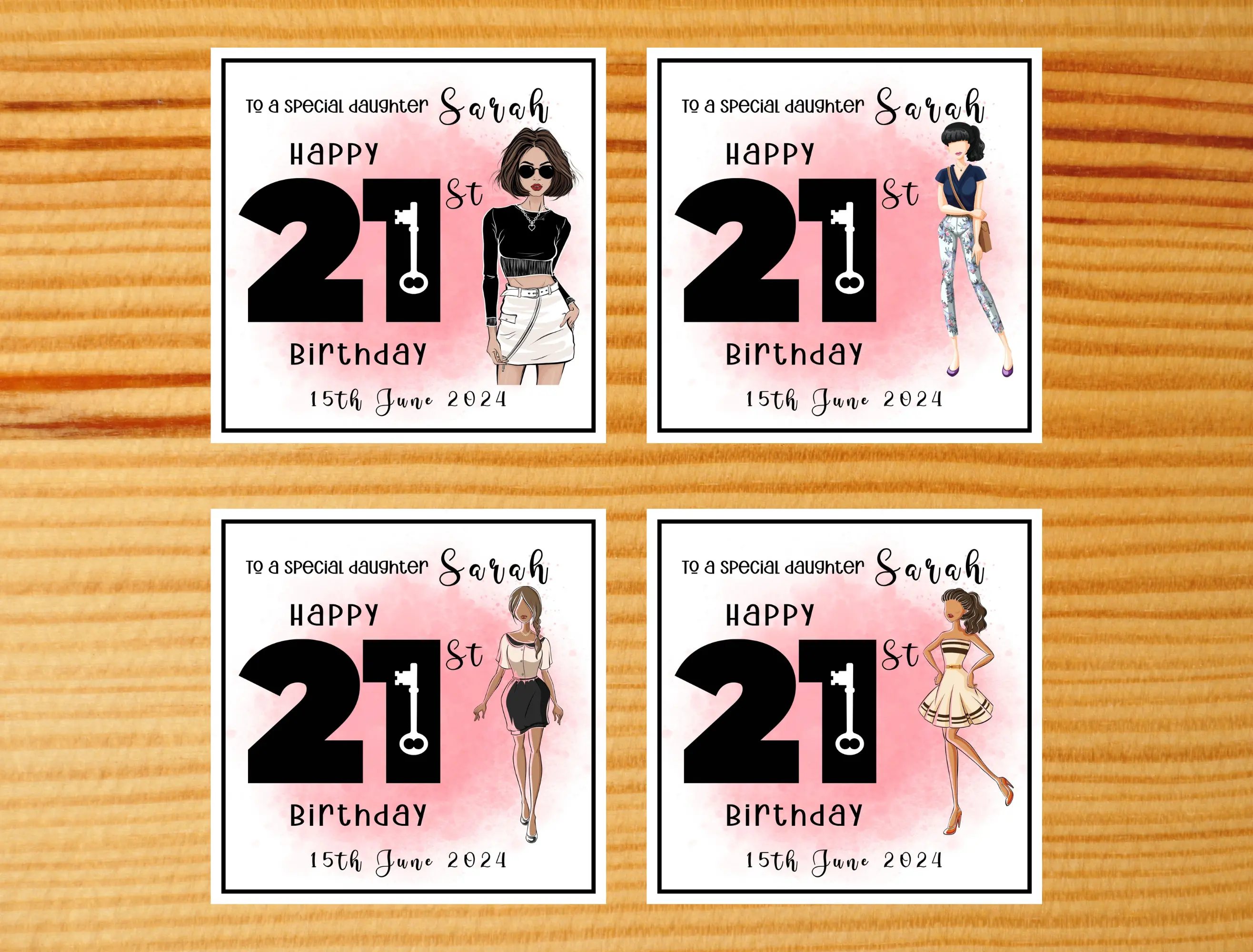 21st birthday card daughter key personalised