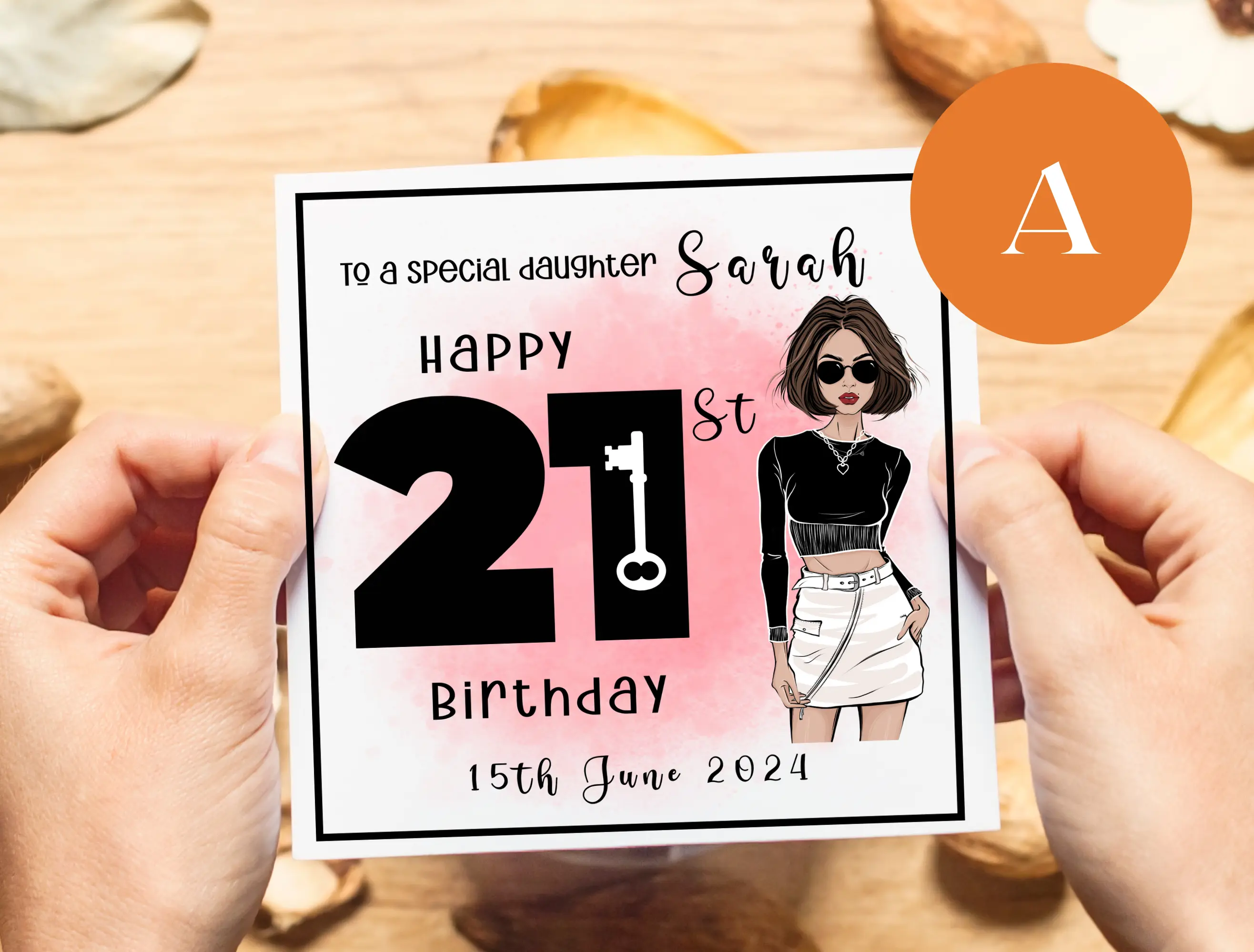 21st birthday card daughter key personalised