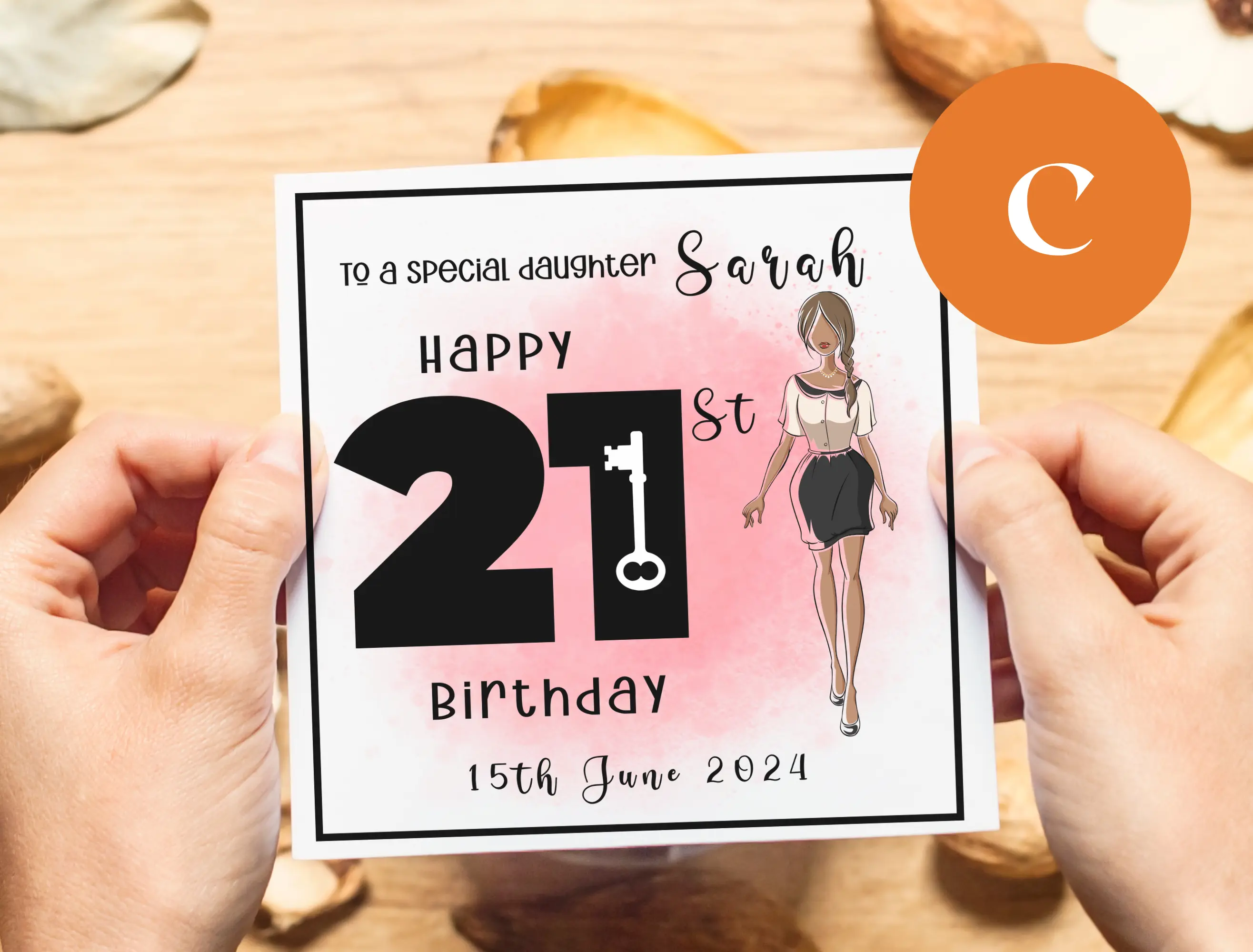 21st birthday card daughter key personalised