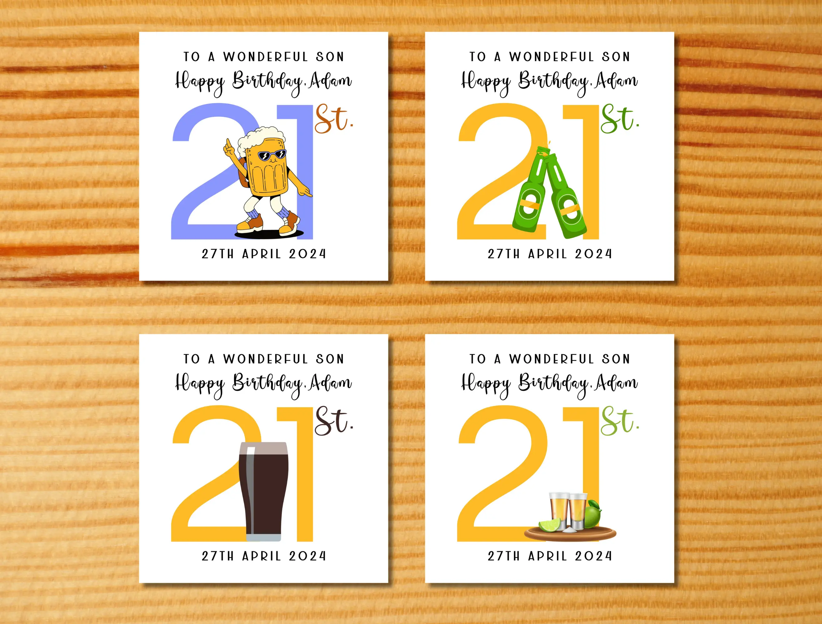 21st birthday card for son drinks beer