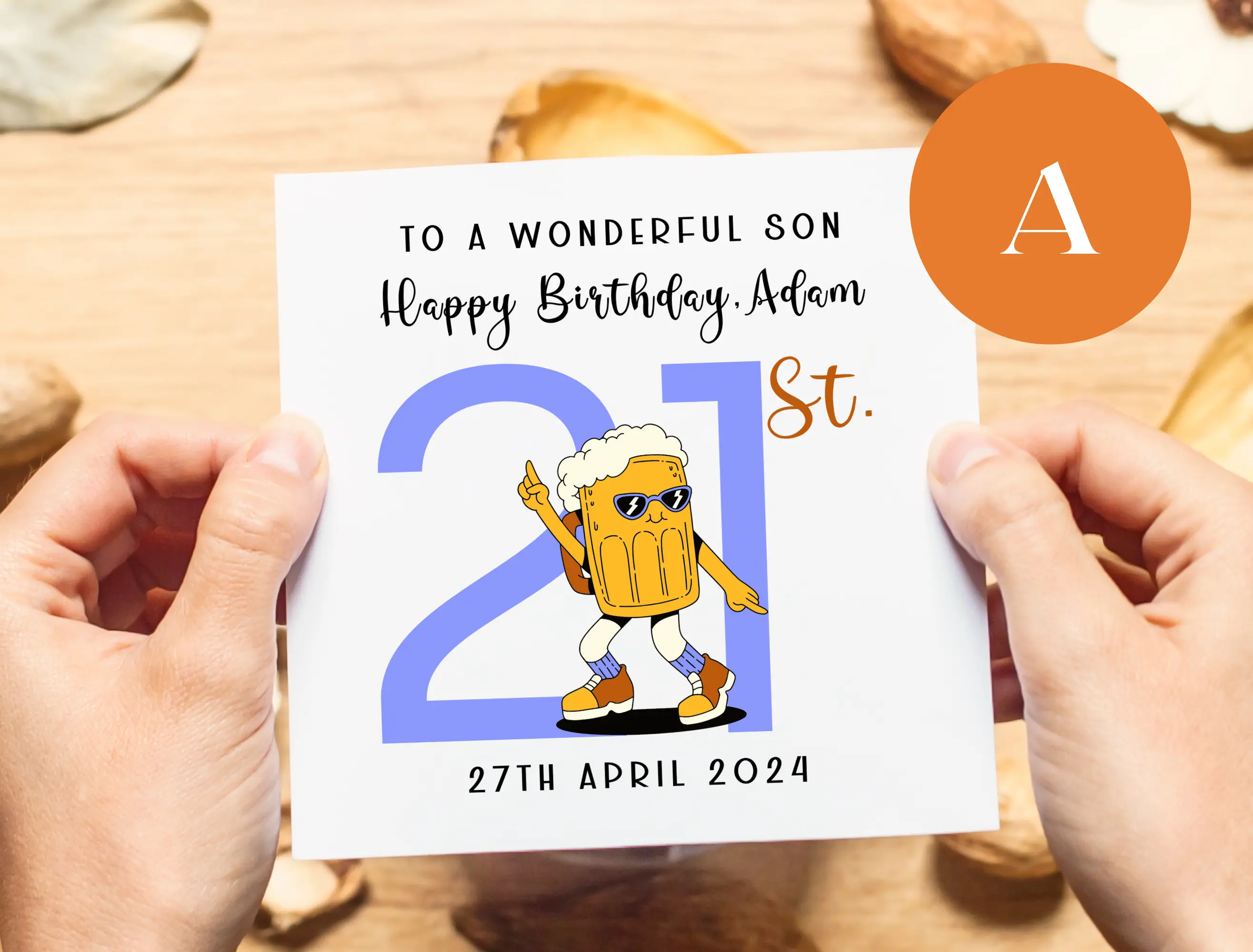 21st birthday card for son drinks beer