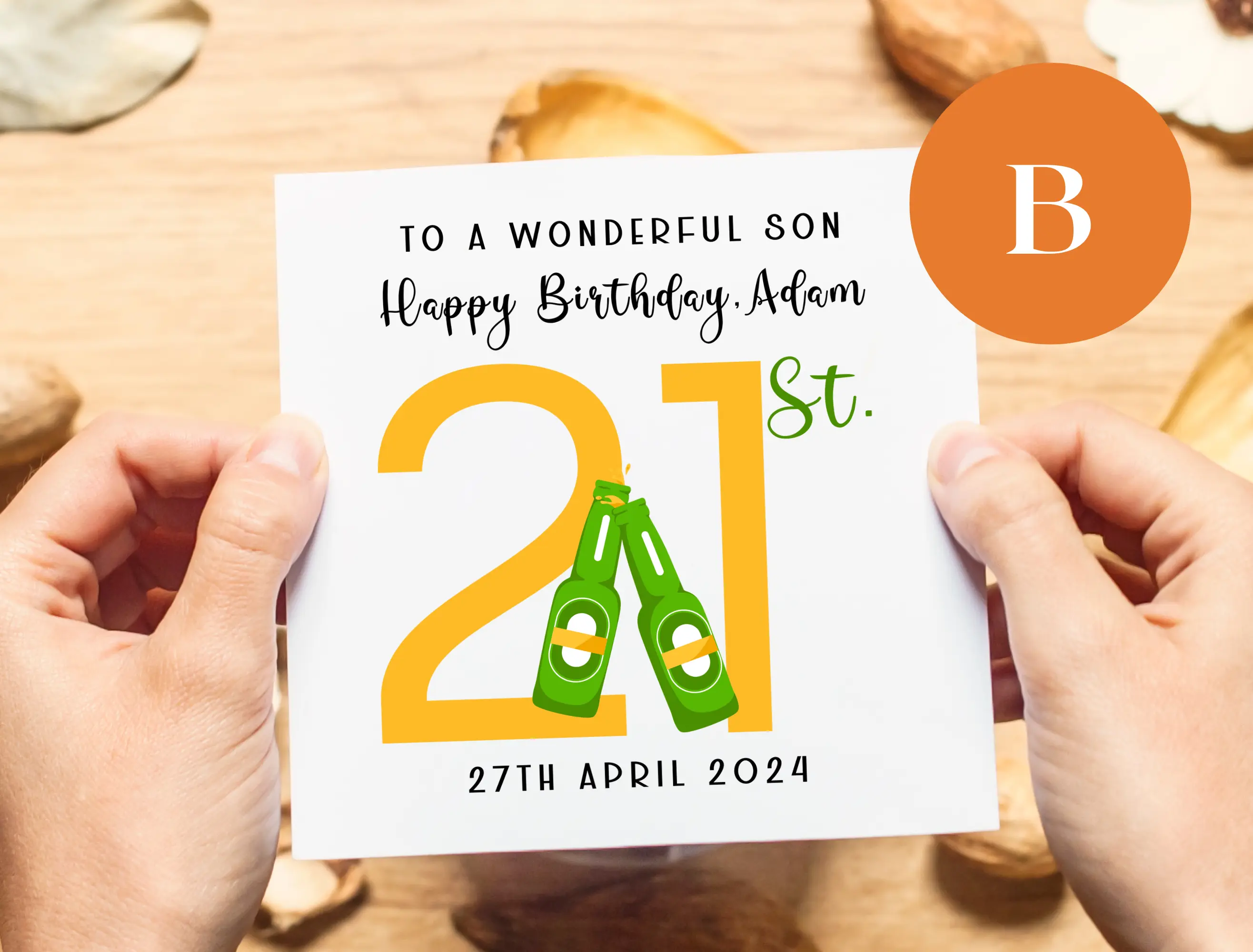 21st birthday card for son drinks beer