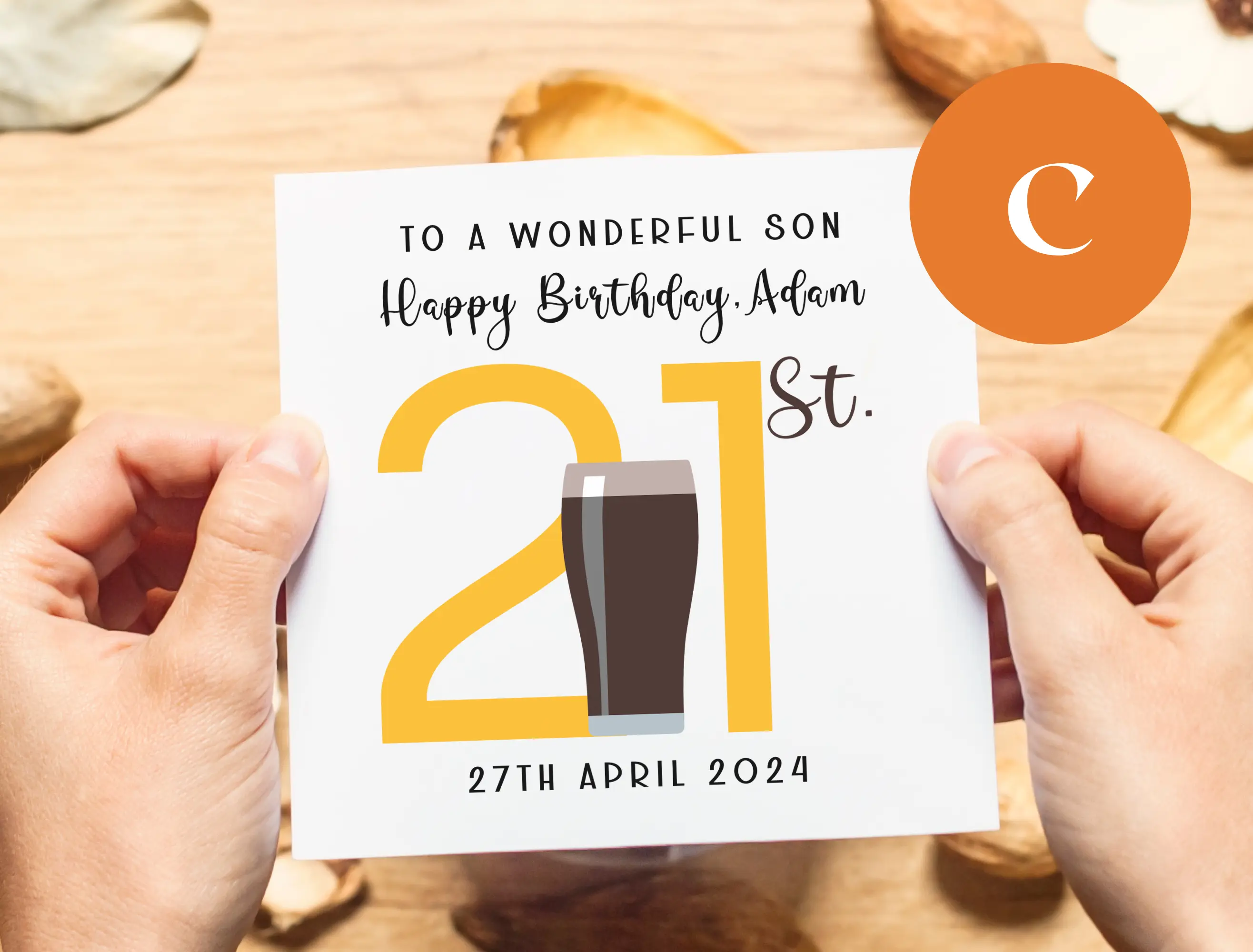 21st birthday card for son drinks beer