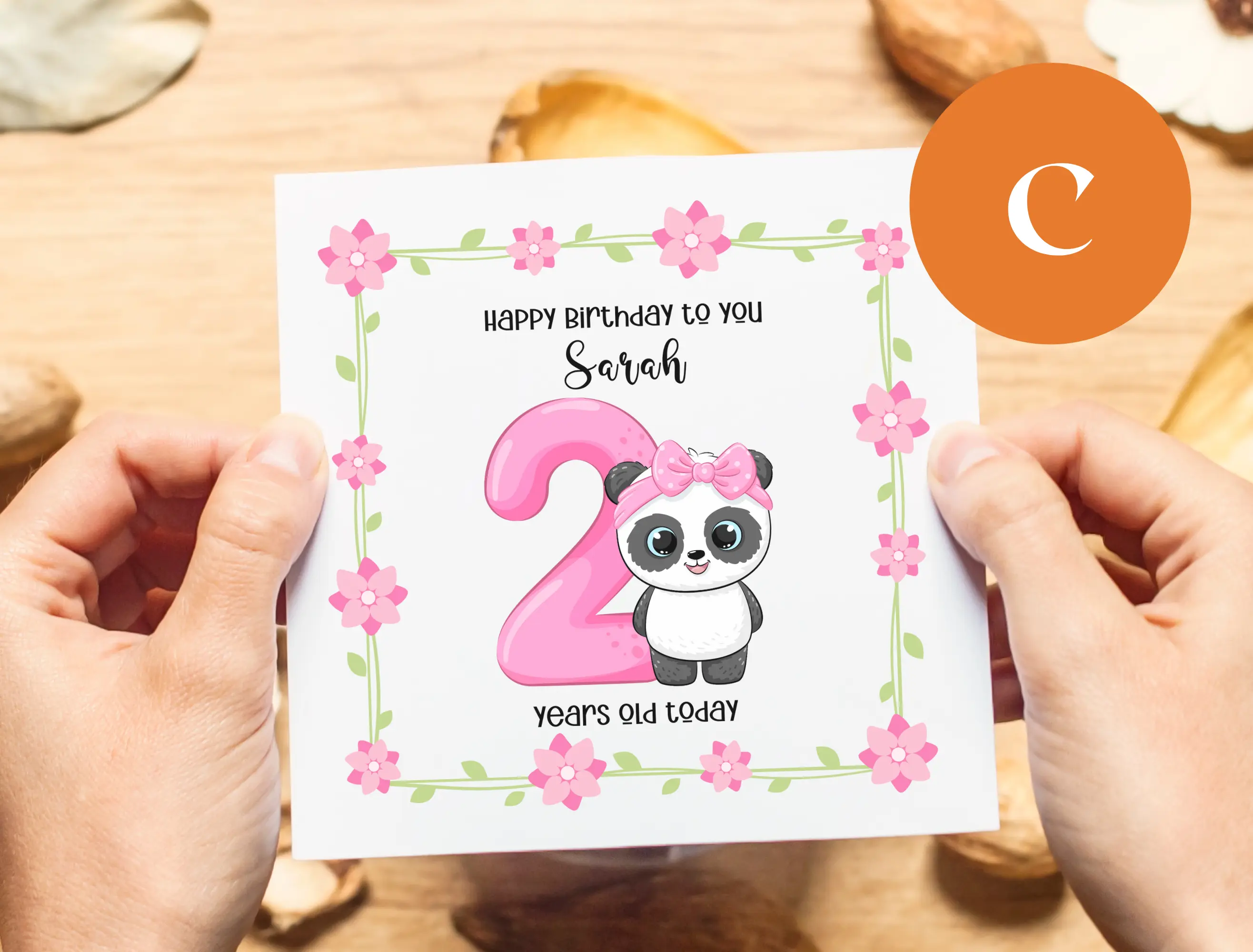 2nd birthday personalised card cute rabbit or panda