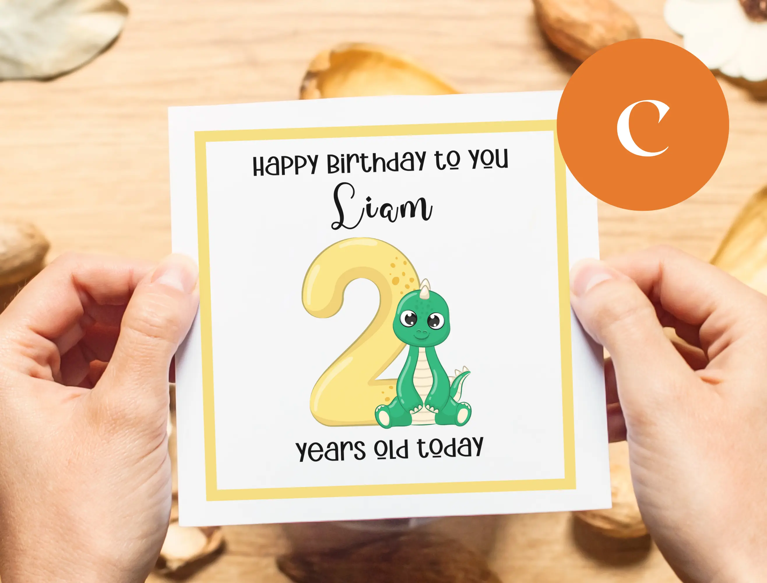 2nd birthday personalised card son cute dinosaur irish or english