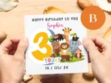 3rd birthday personalised zoo jungle safari card 