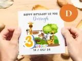 3rd birthday personalised zoo jungle safari card 