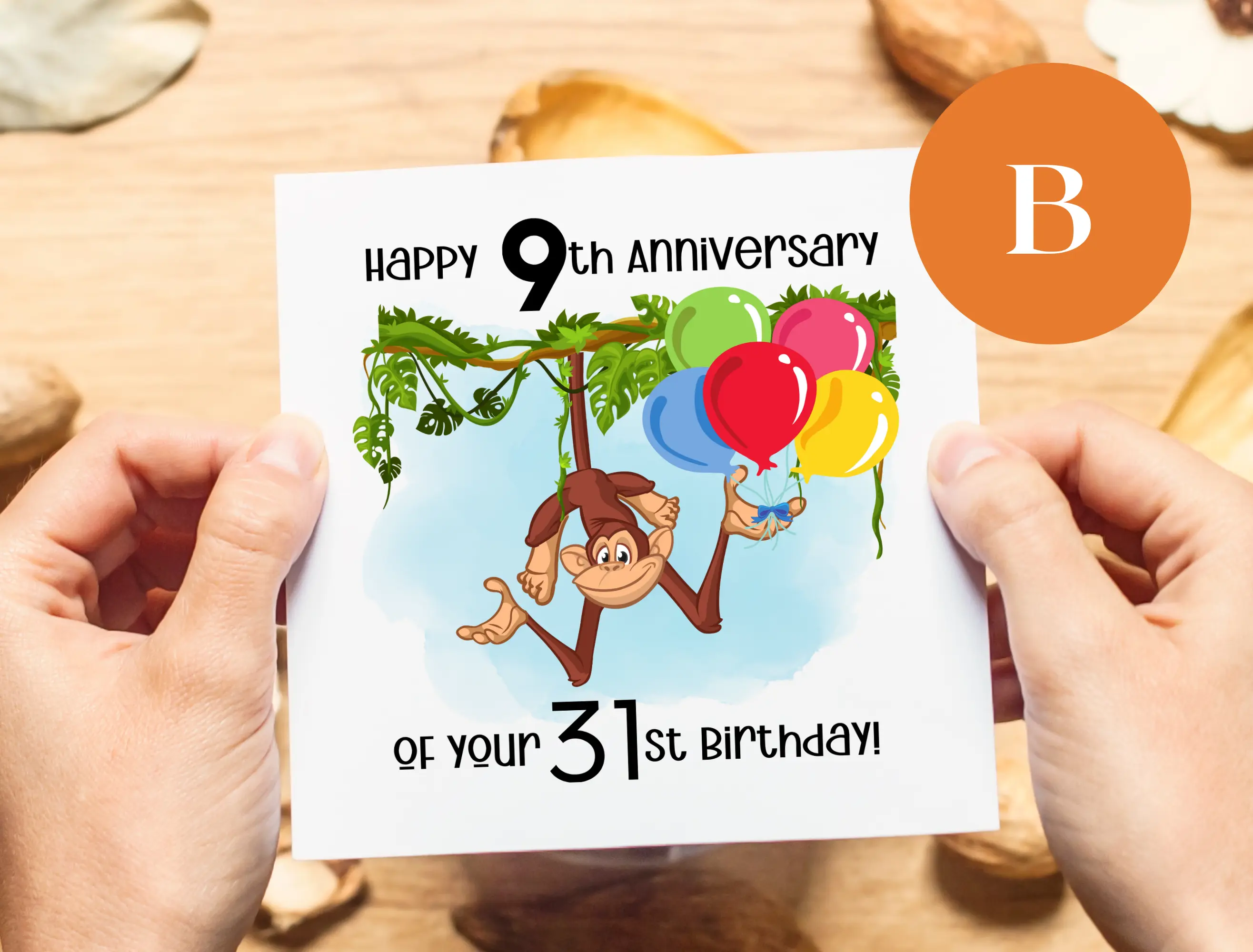 40th birthday card for him funny monkey