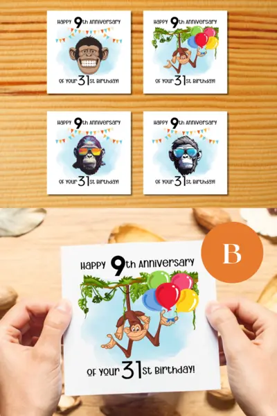 40th birthday card for him funny monkey