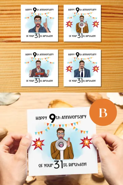 40th birthday funny card for him 9th anniversary of 31st birthday