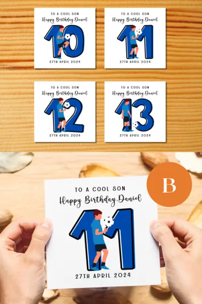 Age 10 11 12 13 dublin colours football birthday card for son
