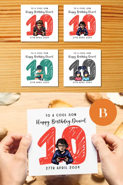 Age 10 son birthday card gamer
