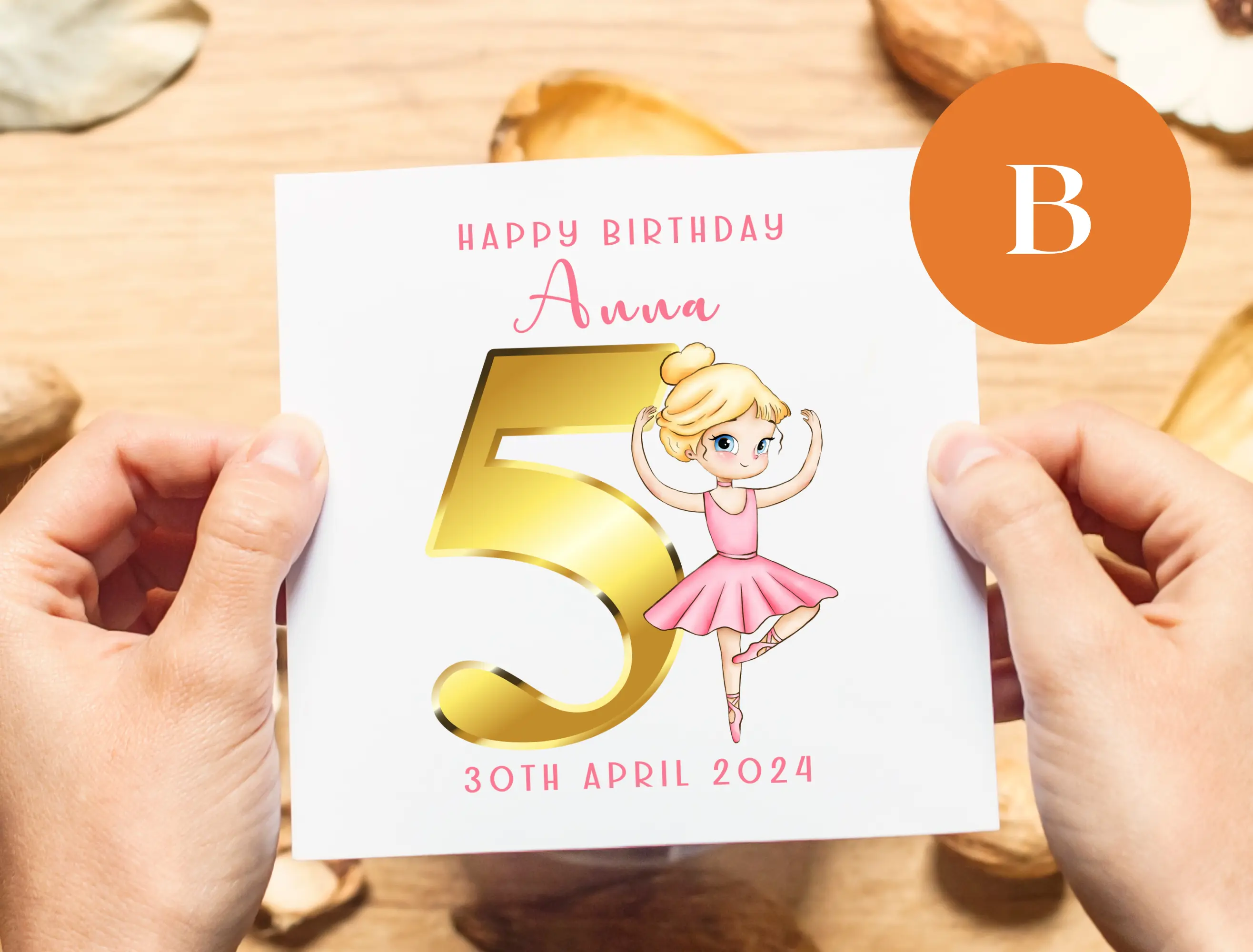 Age 5 ballerina birthday card for daughter granddaughter son grandson