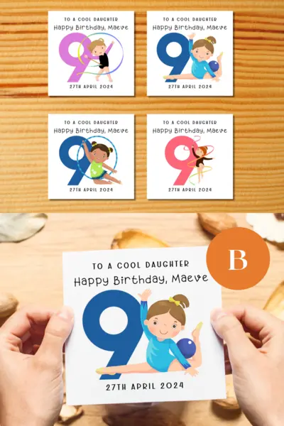 Age 9 gymnatics birthday card for daughter