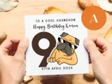 Age 9 personalised cool dog birthday card for son grandson