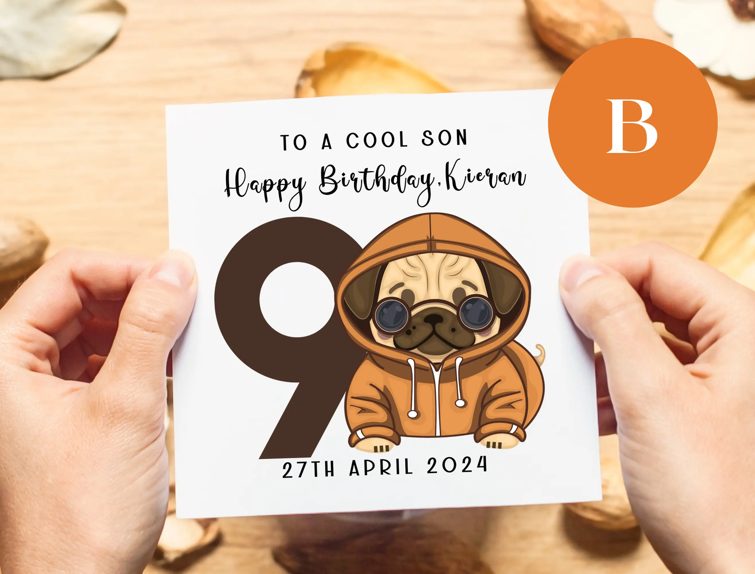 Age 9 personalised cool dog birthday card for son grandson