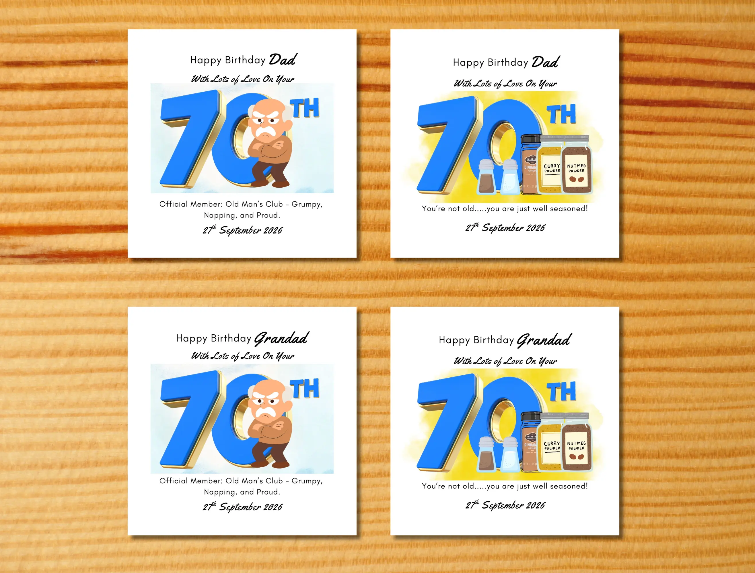 Funny 70th birthday card for dad grandad handmade in ireland