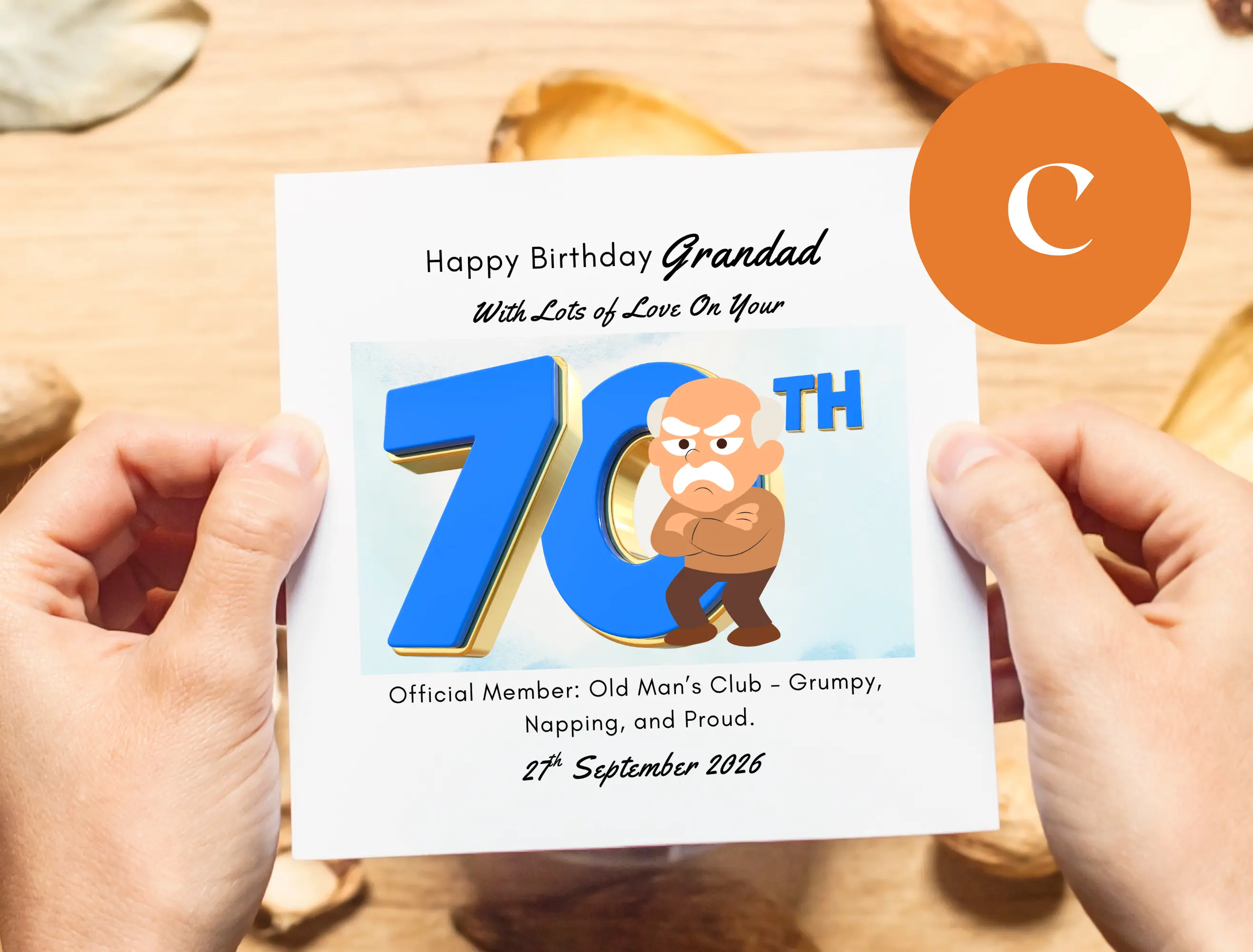 Funny 70th birthday card for dad grandad handmade in ireland
