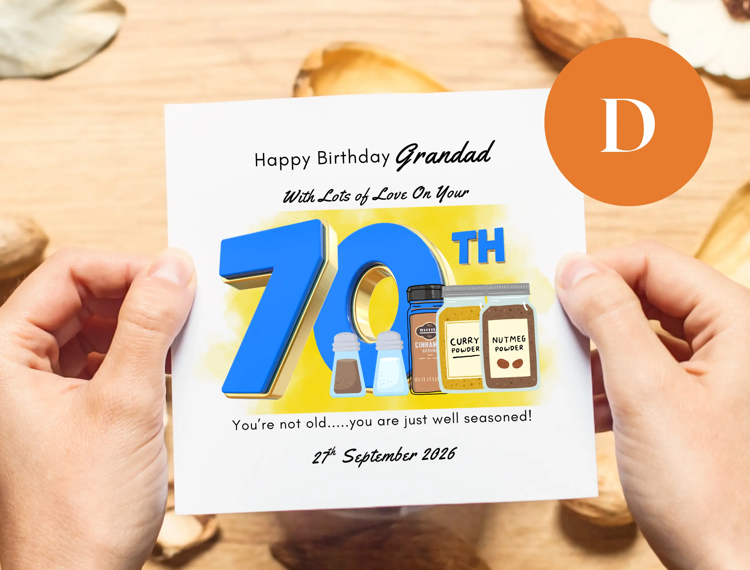 Funny 70th birthday card for dad grandad handmade in ireland