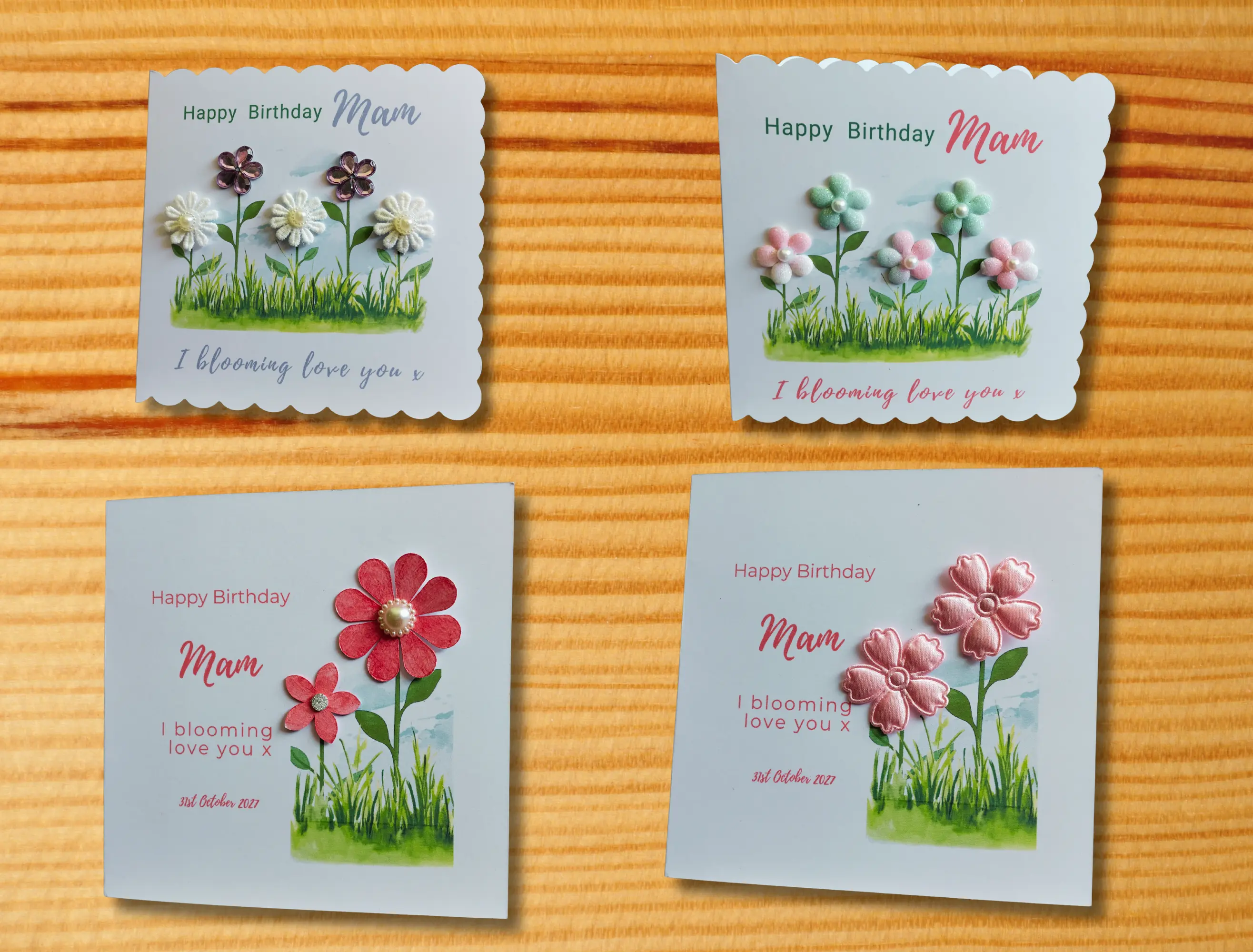 Handmade Floral Blooming Love Birthday Card for Mam