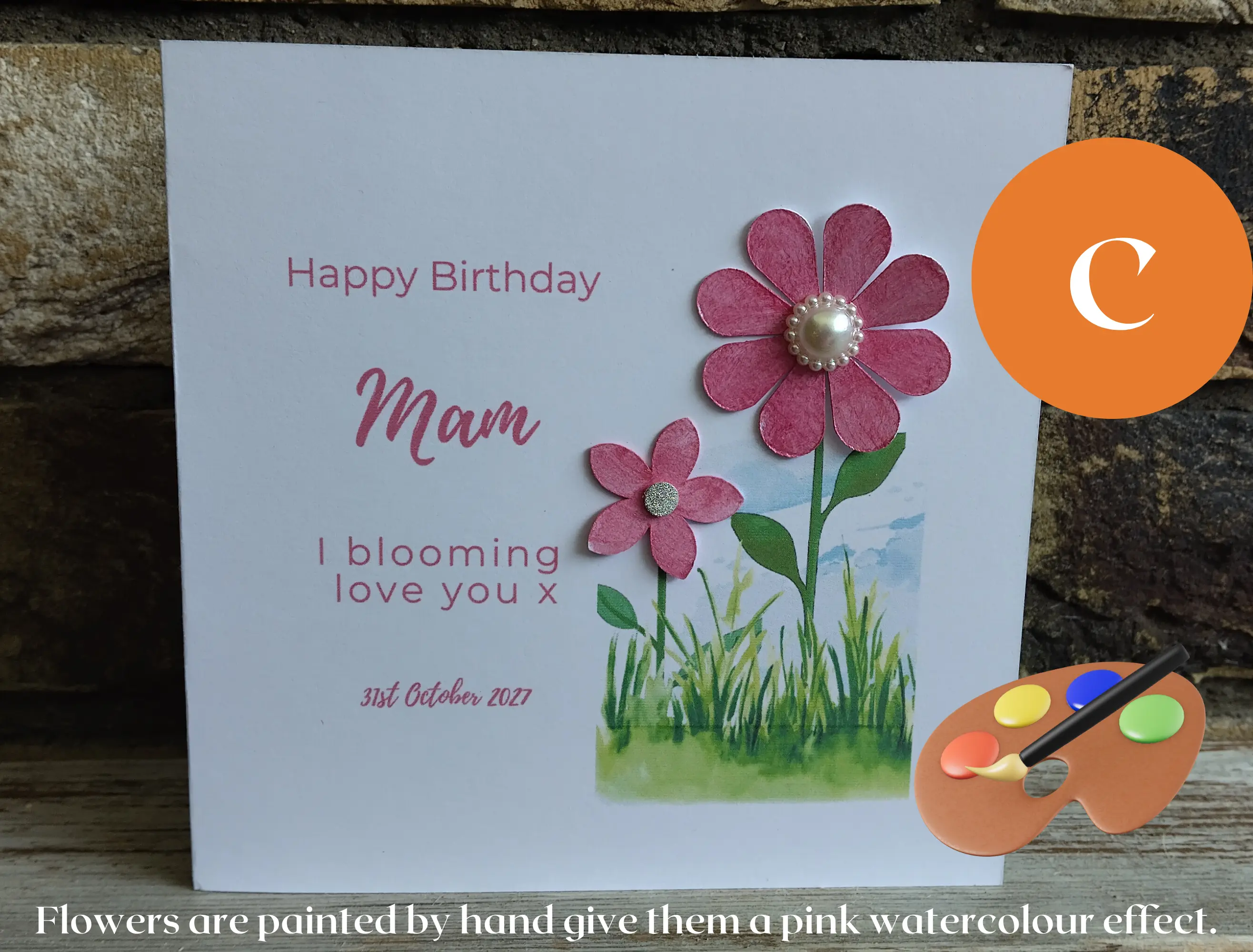 Handmade Floral Blooming Love Birthday Card for Mam