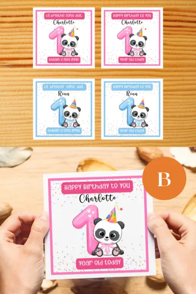 Personalised 1st birthday card cute panda boy or girl