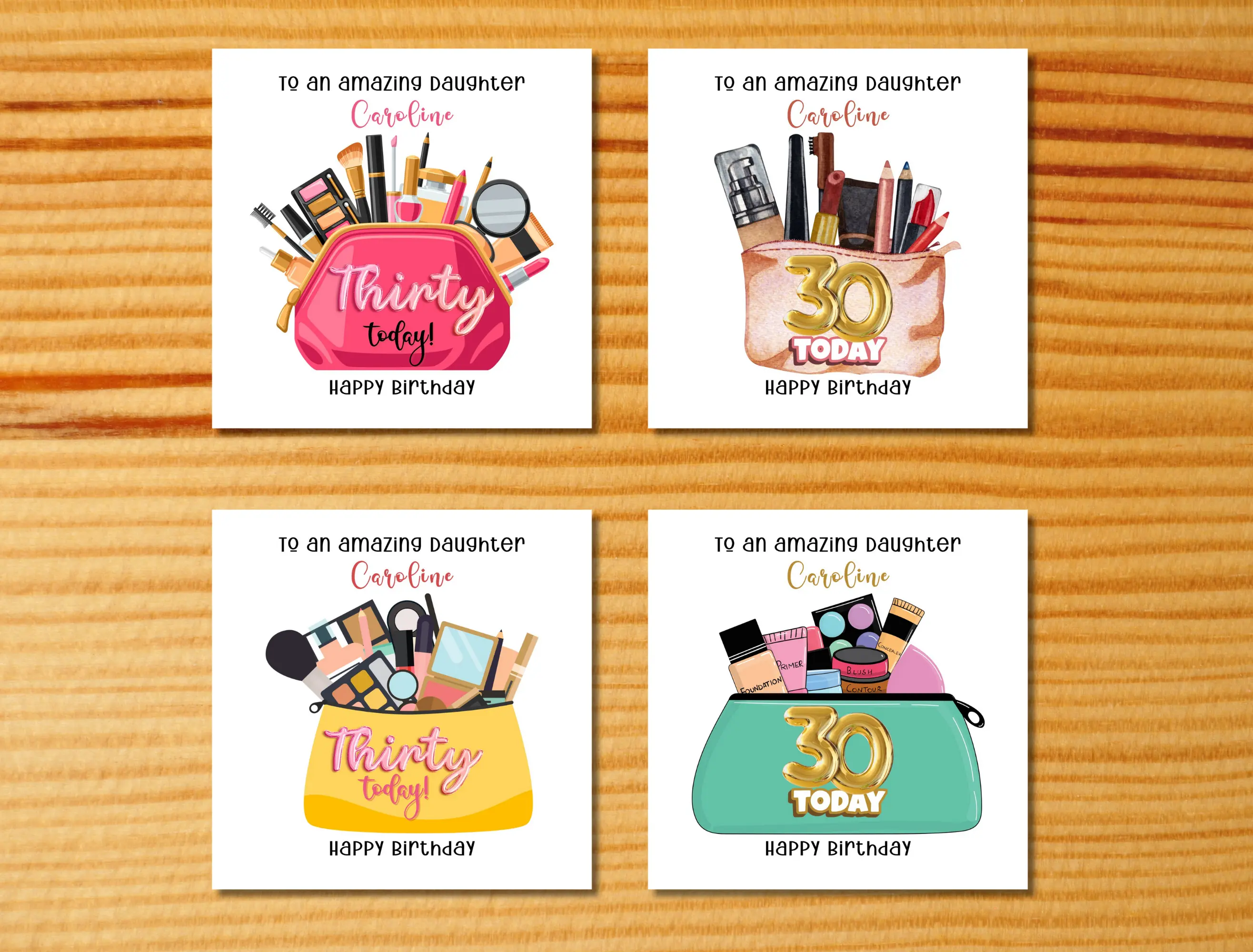 Personalised 30th birthday card daughter makeup bag female