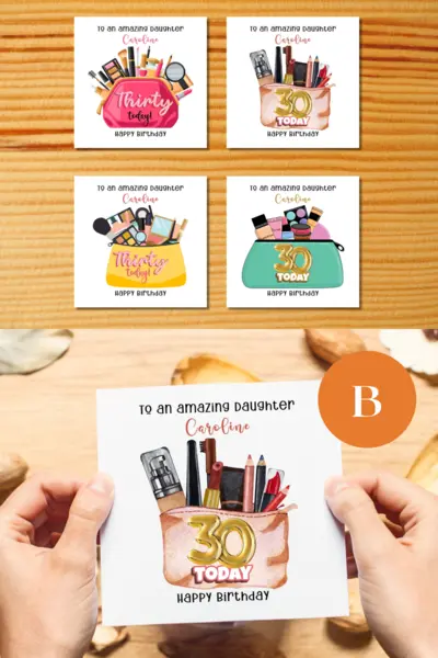 Personalised 30th birthday card daughter makeup bag female