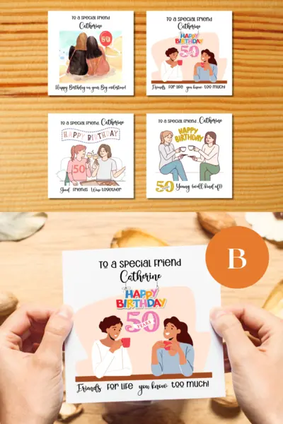 Personalised 50th birthday card for friend funny