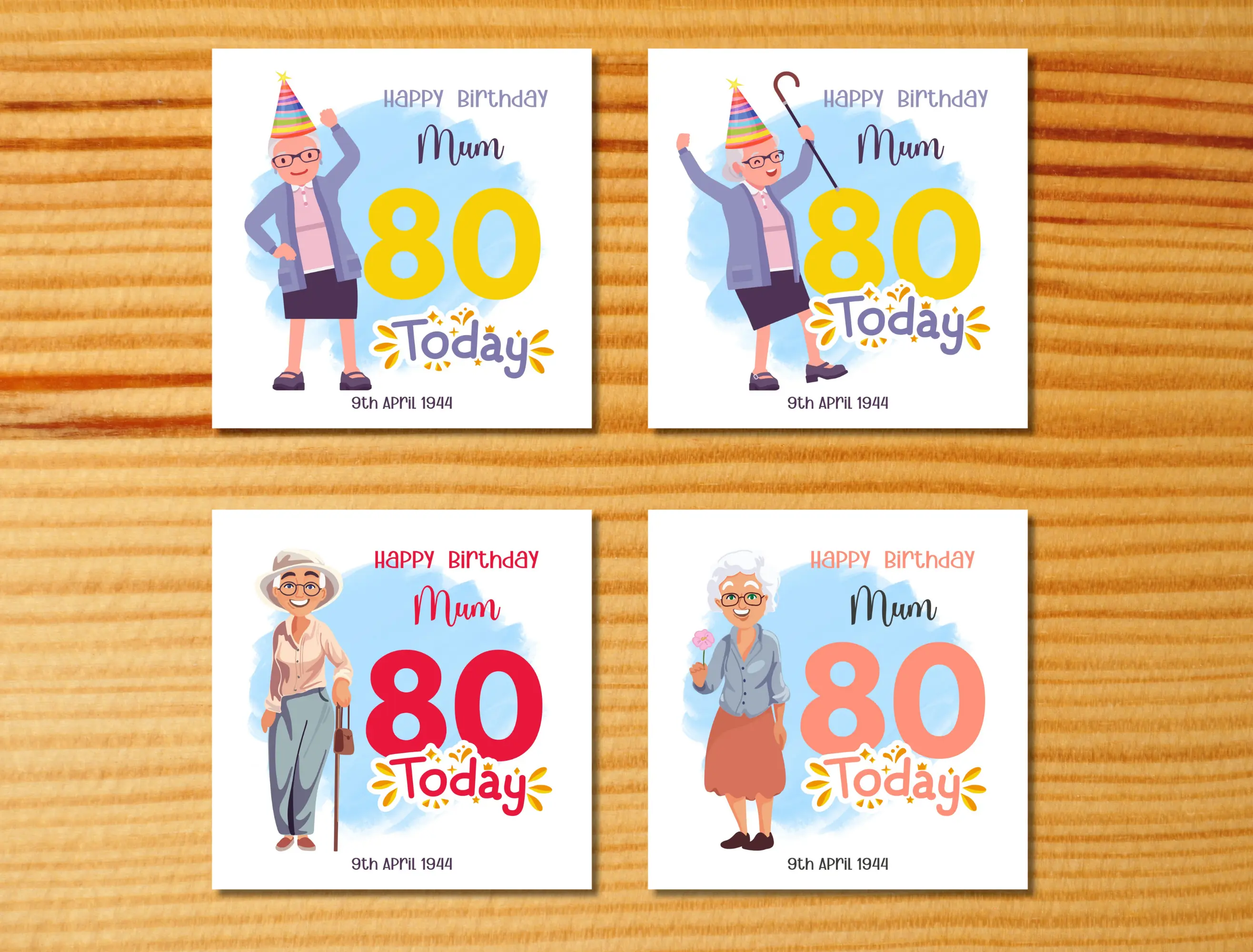 Personalised 80th birthday card mam large number