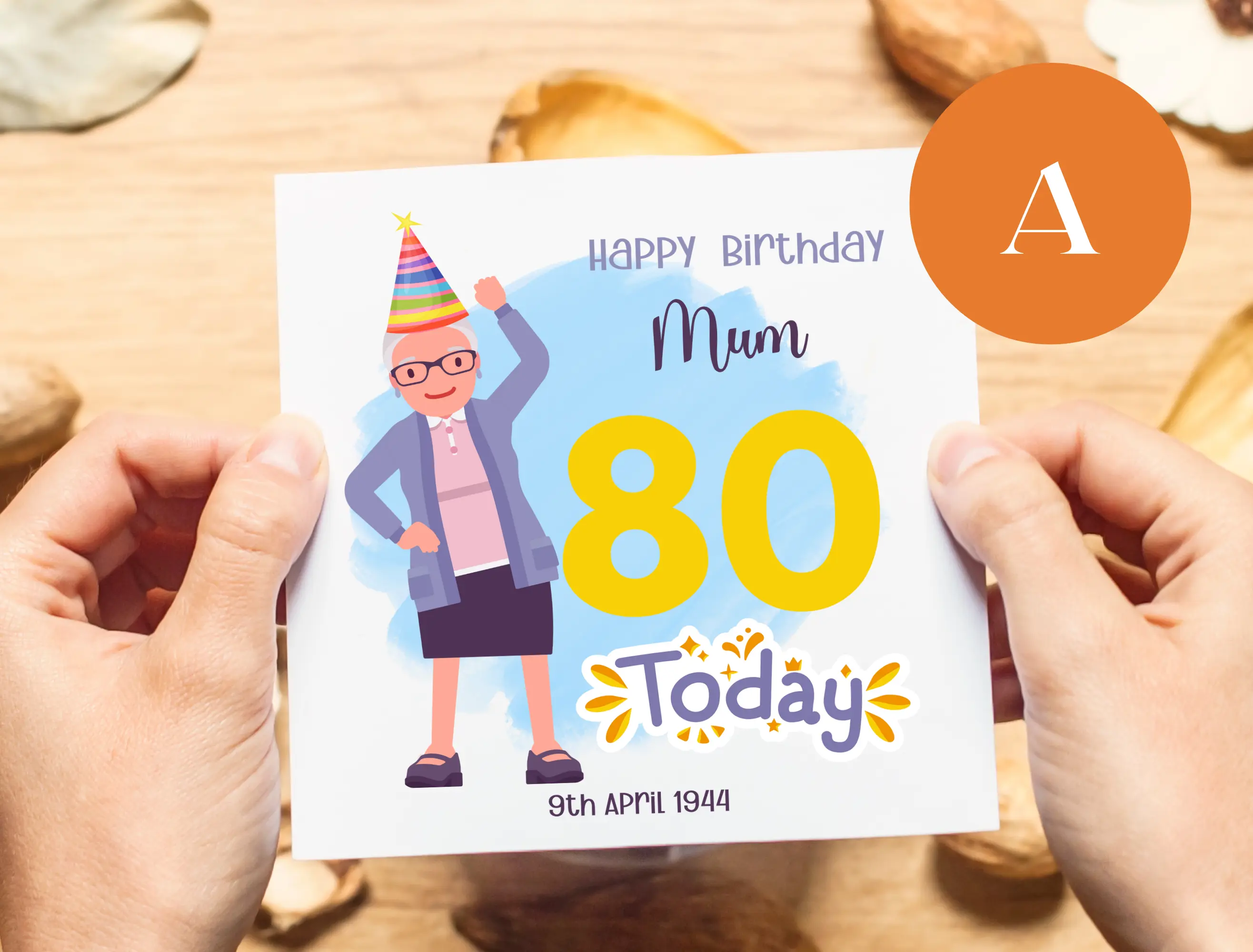 Personalised 80th birthday card mam large number