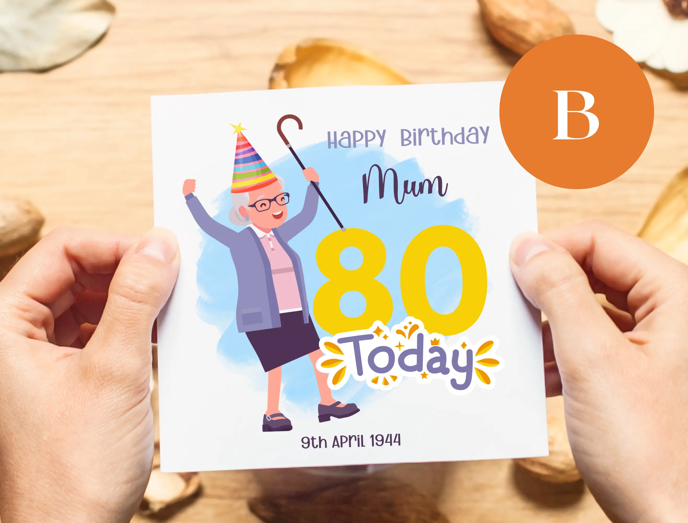 Personalised 80th birthday card mam large number