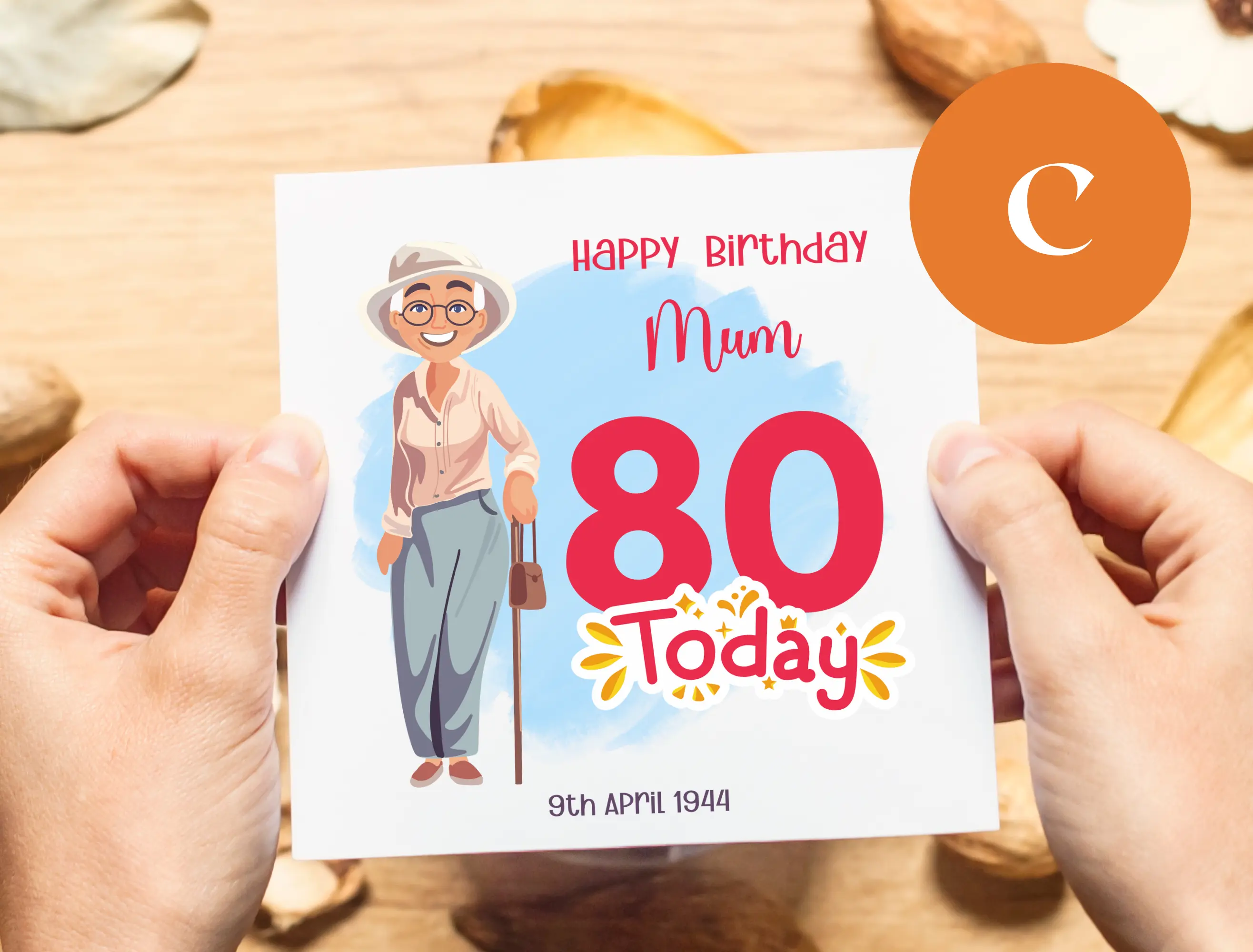 Personalised 80th birthday card mam large number