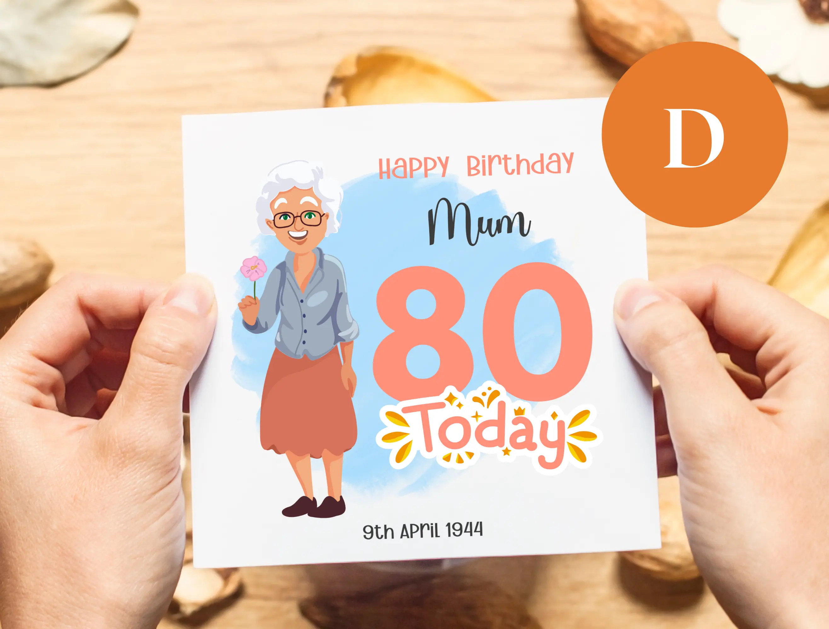 Personalised 80th birthday card mam large number