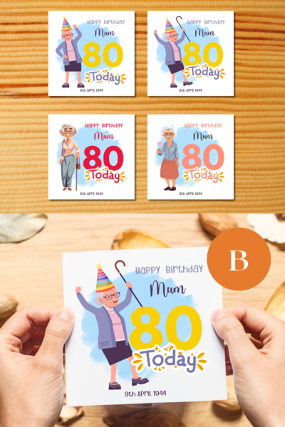 Personalised 80th birthday card mam large number